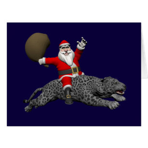 Père Noël Monte Une Panthère Grise