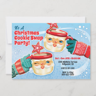 Père Noël Mugs Christmas Cookies Swap Invitation