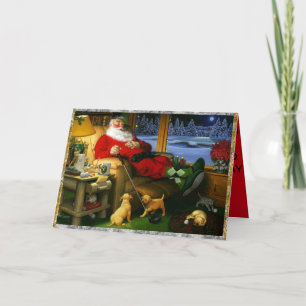 père Noël Napping après le golf sur une carte de N