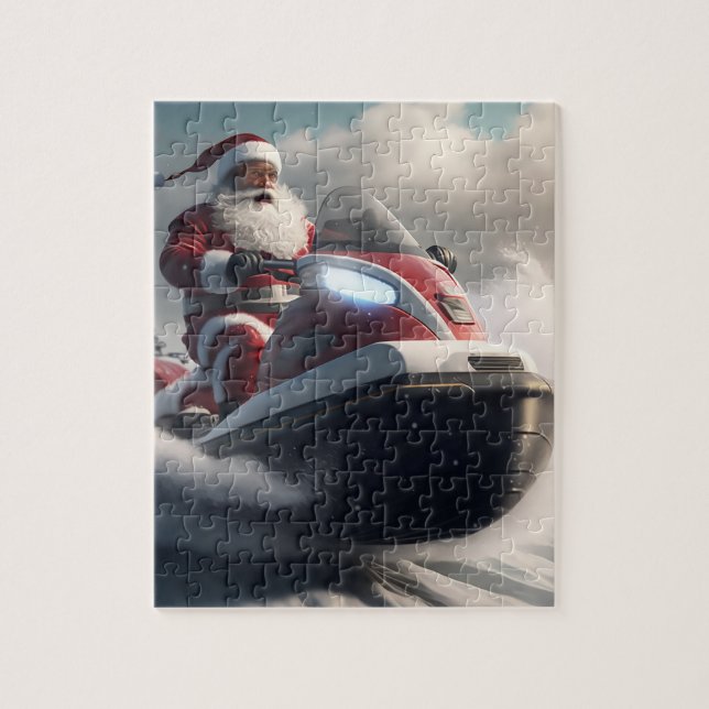 PÈRE NOËL NOËL SNOWMOBILE JIGSAW PUZZLE (Vertical)