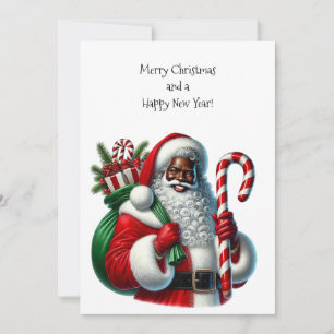 Père Noël noir et sac de cadeaux Carte plat Person