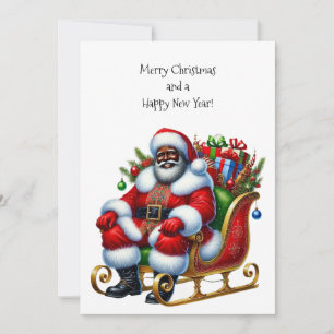 Père Noël noire en Sleigh, Cadeaux carte plat Pers