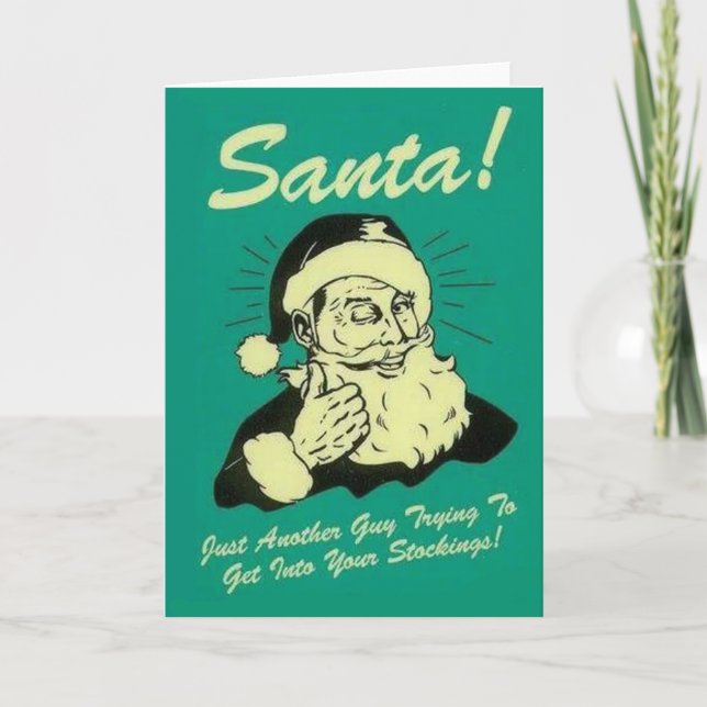 Père Noël obtenant dans votre carte de voeux drôle (Devant)