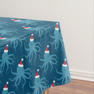 père Noël Octopus Bleu Nappe de Noël