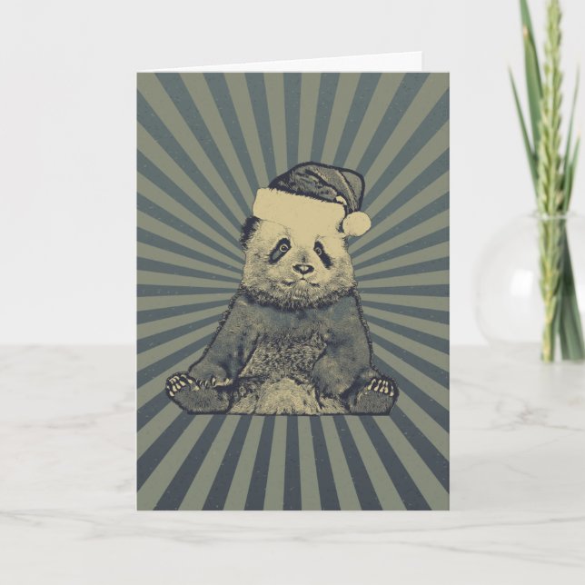 Père Noël Panda Joyeux Noël Carte de vacances plié (Devant)