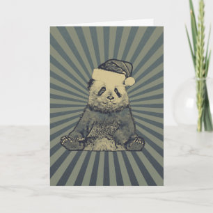 père Noël Panda Joyeux Noël Carte de vacances plié