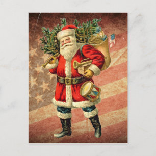 Père Noël patriotique / Carte postale Vintage