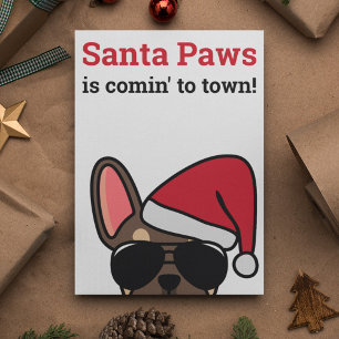 Père Noël Paws Carte Brown Tan French Bulldog