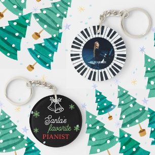 Père Noël Pianiste favori Photo Piano Key Noir