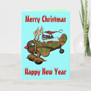 père Noël pilote amusant Joyeux Noël carte design
