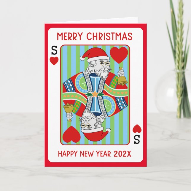 Père Noël Poker Noël et Bonne nouvelle année Carte (Devant)