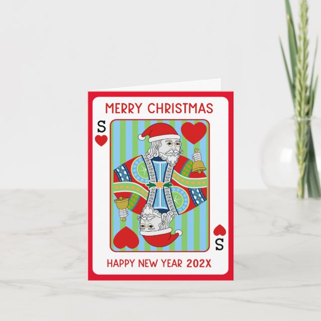 Père Noël Poker Noël et Bonne nouvelle année Carte (Devant)