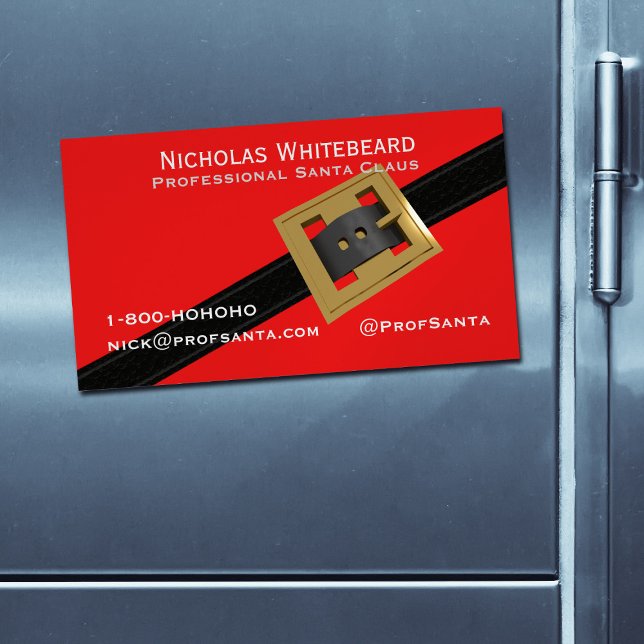 Père Noël professionnel Cartes de visite magnétiqu (Perfect magnetic business cards for Professional Santas. Just add your contact details 🎄)