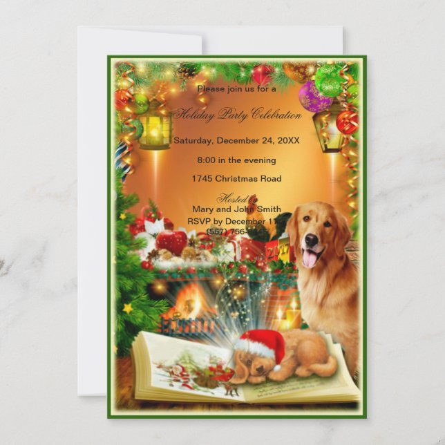 Père Noël Puppy Christmas Party Invitation (Devant)