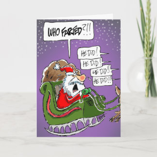 Père Noël "Qui a pété ? !" Carte de Noël du dessin