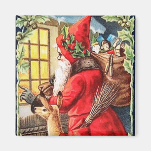 Père Noël regarde dans la fenêtre Magnet Vintage