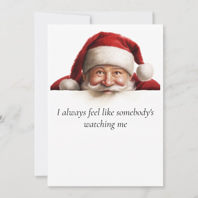 Père Noël regarde une carte de Noël drôle (Devant)