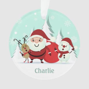 père Noël, Reindeer & Snowman personnalisation nom