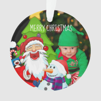 Père Noël riant et bonhomme de neige Photo de bébé