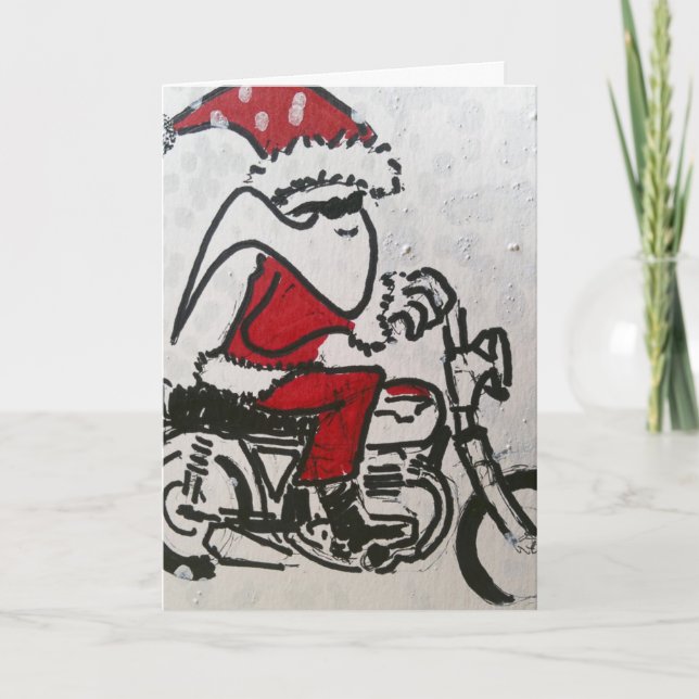 Père Noël Ride Une Carte De Vacances De Porc (Devant)