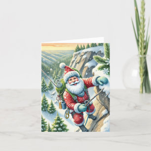 Père Noël Rock Escalade en Montagne Carte de Noël