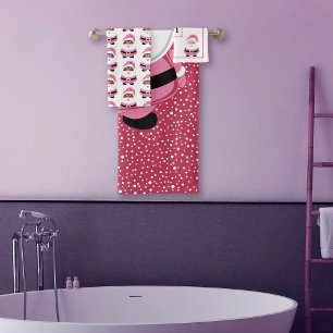 Père Noël rose, flocons de neige, Noël monogramme