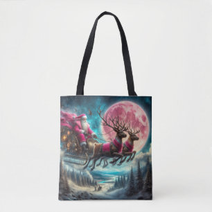 Père Noël rose voyageant le Sac fourre-tout du cie