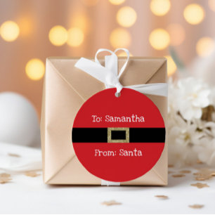 Père Noël rouge or noir étiquettes cadeaux de Noël