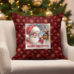 Père Noël Rudolph Coussin de Noël Accent Festif