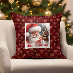 Père Noël & Rudolph Coussin de Noël pour l'Hiver 