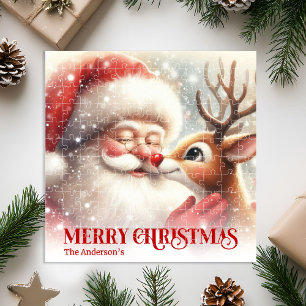 Père Noël Rudolph Puzzle de Noël personnalisé pour