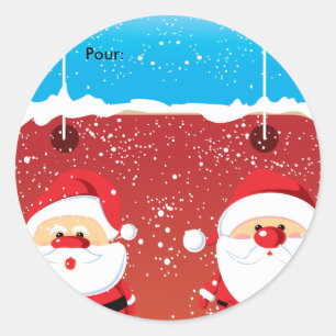 Père Noël Santa Claus Autocollants ronds Etiquette