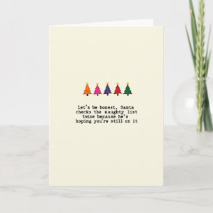 Père Noël sarcastique Liste Vilains Carte de Noël