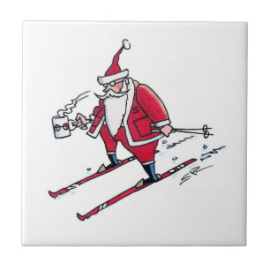 Père Noël Skiing petite carreaux en céramique