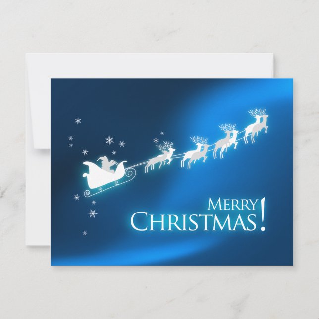 Père Noël Sleigh Blue Christmas Party invitation (Devant)