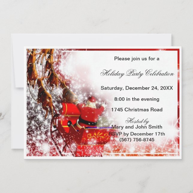 Père Noël Sleigh Christmas Party Invitation (Devant)