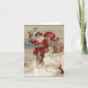 Père Noël sur des cartes pour notes de bicyclette