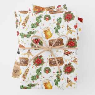 Père Noël sur du papier d'emballage de Noël britan