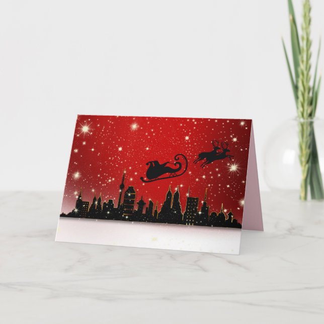 Père Noël sur la carte de voeux de la ville (Devant)