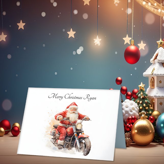 Père Noël sur la moto Carte pliée Noël (Créateur téléchargé)