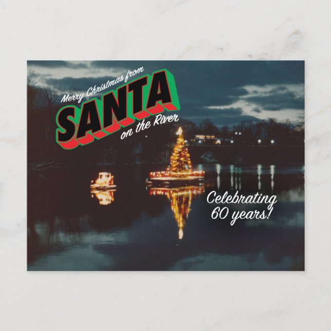 Père Noël sur la rivière Carte postale 1 (Devant)