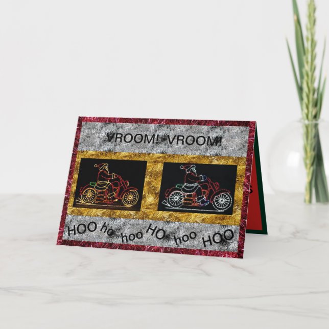 Père Noël sur les cartes de Noël des motos (Devant)
