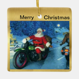 Père Noël sur un ornement de Noël de moto