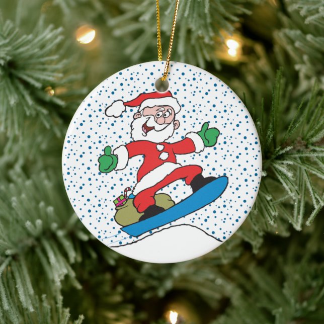 Père Noël sur un ornement de snowboard (Arbre)