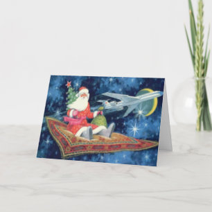 père Noël Sur Un Tapis Volant Carte De Voeux Perso