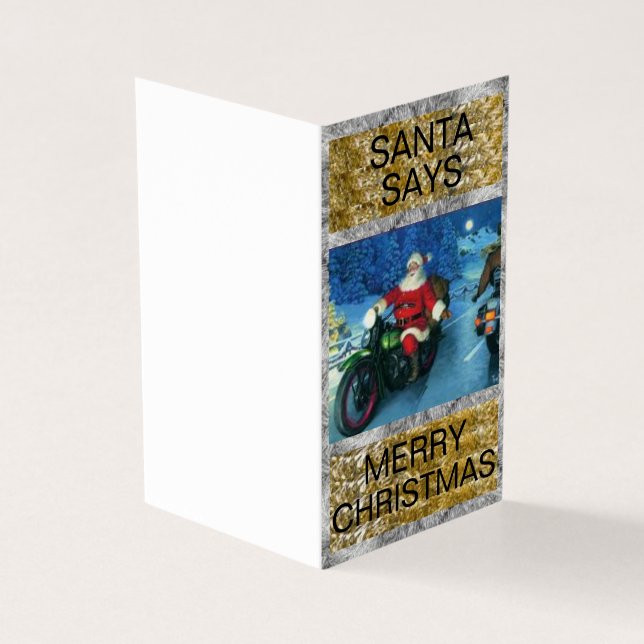 Père Noël sur une carte de Noël moto (Outside)