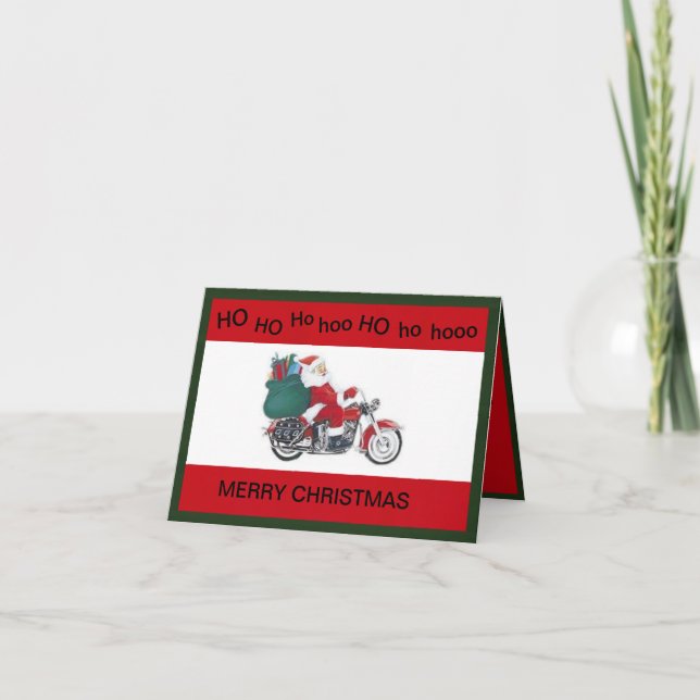 Père Noël sur une carte de Noël moto (Devant)