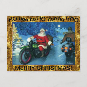 père Noël sur une carte postale moto