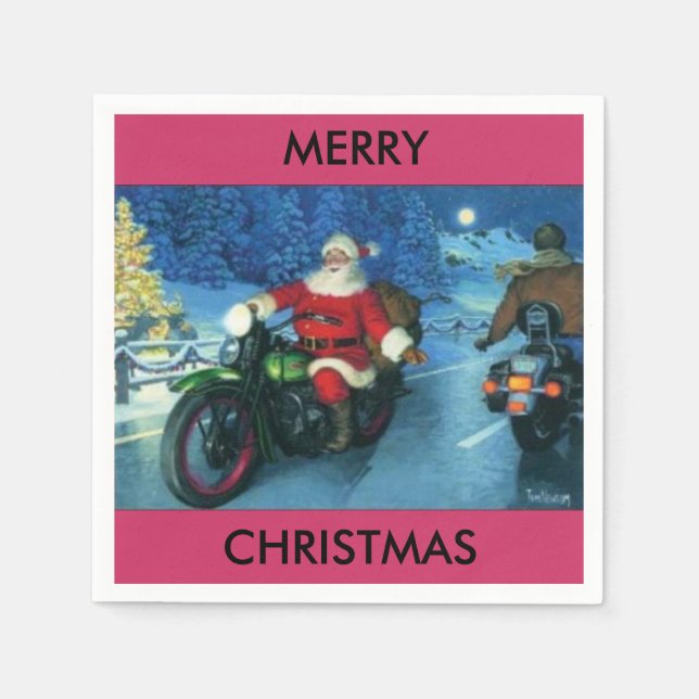Père Noël sur une serviette en papier moto (Devant)