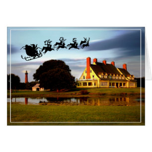 Père Noël Survole Le Whalehead Club Et La Lumière